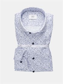 Eterna Super Soft premium by1863 hvid Twill skjorte med blåt print. Slim Fit 3298 19 FS82